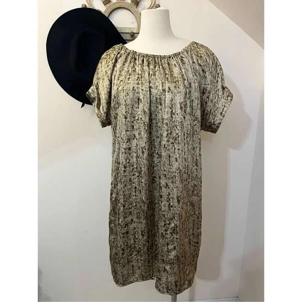 Michael Michael Kors Short Sleeve Satiny Printed Shift Dress XL